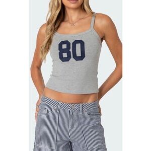 PacSun Gray Tank Top with Navy Graphic